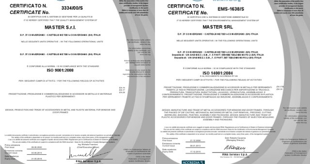 Master rinnova il sistema di gestione della qualità ISO 9001